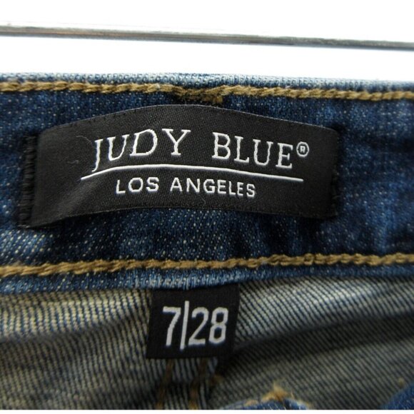 Judy Jeans 7 Blue Capri Fit Denim Grunge Distressed Pants Juniors - Picture 10 of 13